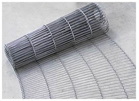 A roll of curved rod network conveyor belt
