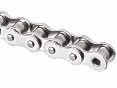 A piece of 304 SS anti-corrosive roller chains on the white background.