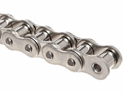 A piece of 316 NS anti-corrosive roller chains on the white background.