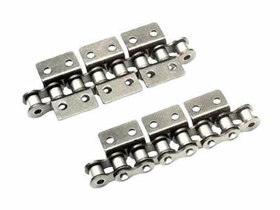 Two attachment roller chain: one is single side bent attachment and the other is double side bent attachment.