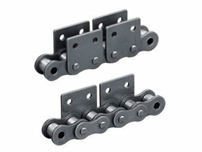 Two attachment roller chain: one is single side straight attachment and the other is double side straight attachment.