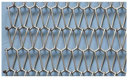 A balanced weave conveyor belt with welded edges: spiral wires are welded to cross rods