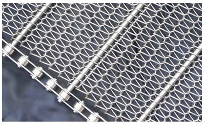 A conventional weave conveyor belt with chain link edge