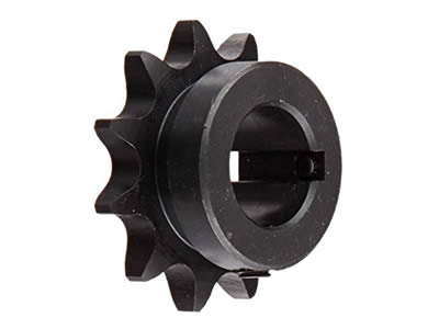 A piece of carbon steel type B double pitch sprocket with finished bore on the white background.