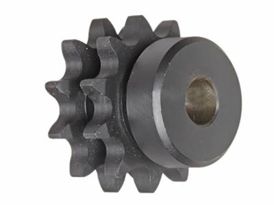 A piece of double strand carbon steel type B double pitch sprocket on the white background.