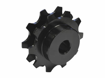 A piece of carbon steel sprocket for double plus chain on the white background.