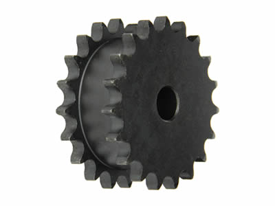 A carbon steel type A double single sprocket on the white background.
