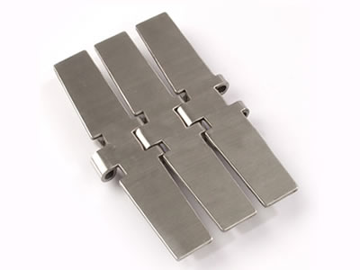 A piece of flat top chain plate with bevel edge chain plate on the black background.