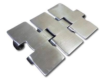 A piece of flat top chain plate with flat edge chain plate on the black background.