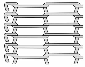 A drawing of rod network oven mesh belt with single loop edge.